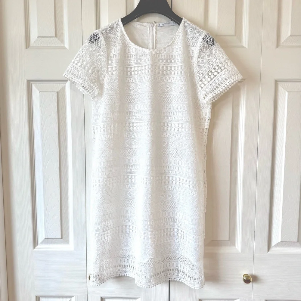 MANGO Elegant White Lace Dress - Picture 1 of 15
